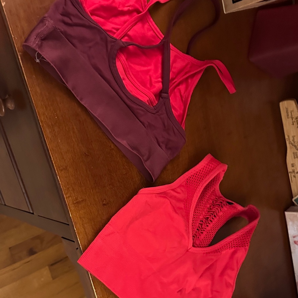 Fabletics Racerback Sports Bras - Purple and Red